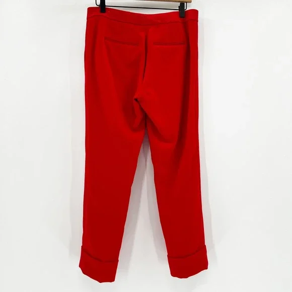 Ann Taylor Women's Red Cropped Cuffed Dress Pants Size 6 Polyester Blend - Picture 3 of 5
